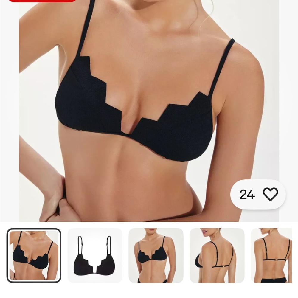 New VIX Paula Hermanny bikini top, black size medium